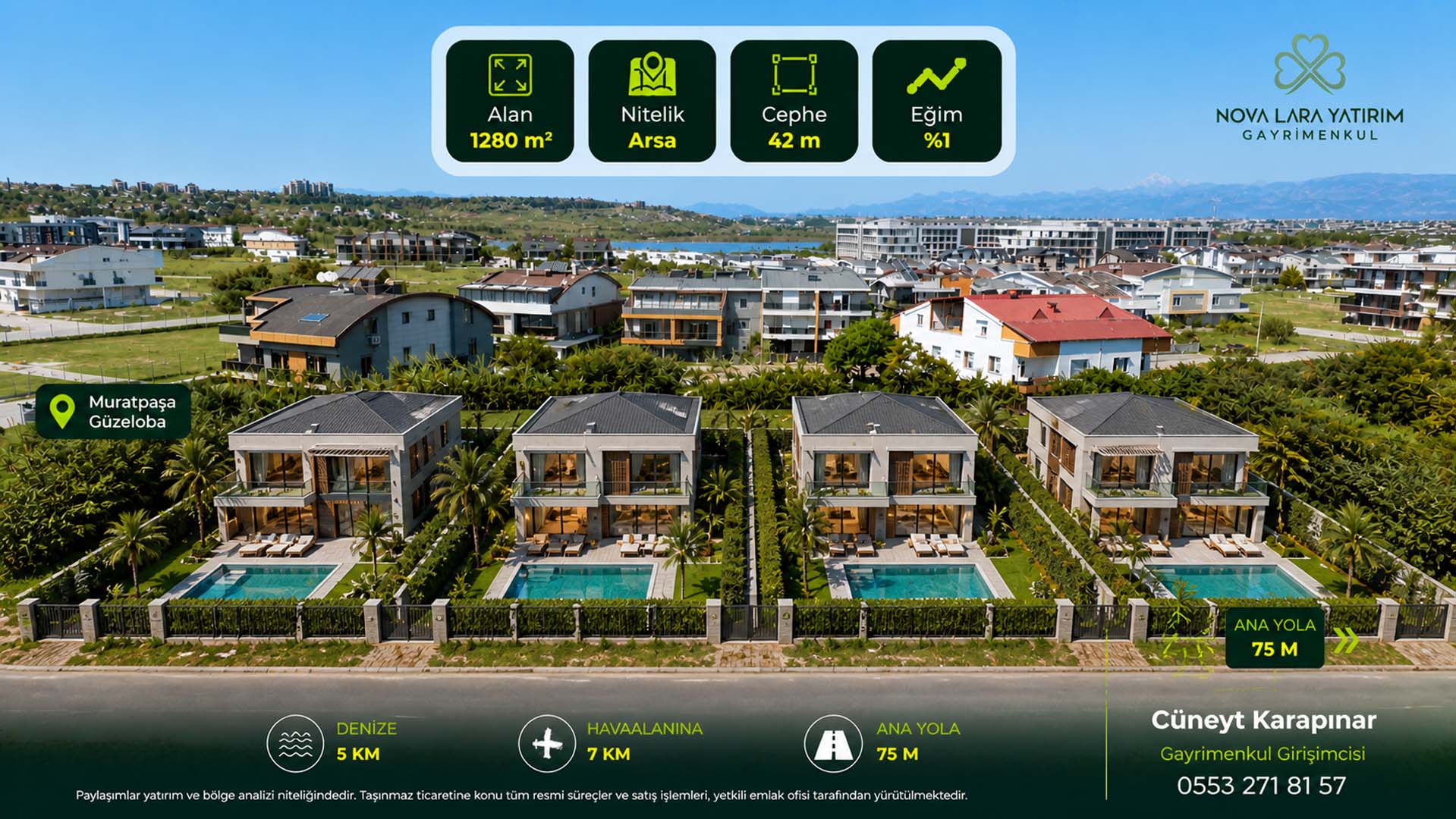 2 GÜZELOBA Emsalsiz | 1247 m² ARSA| KONUT | VİLLA & BUTİK OTEL