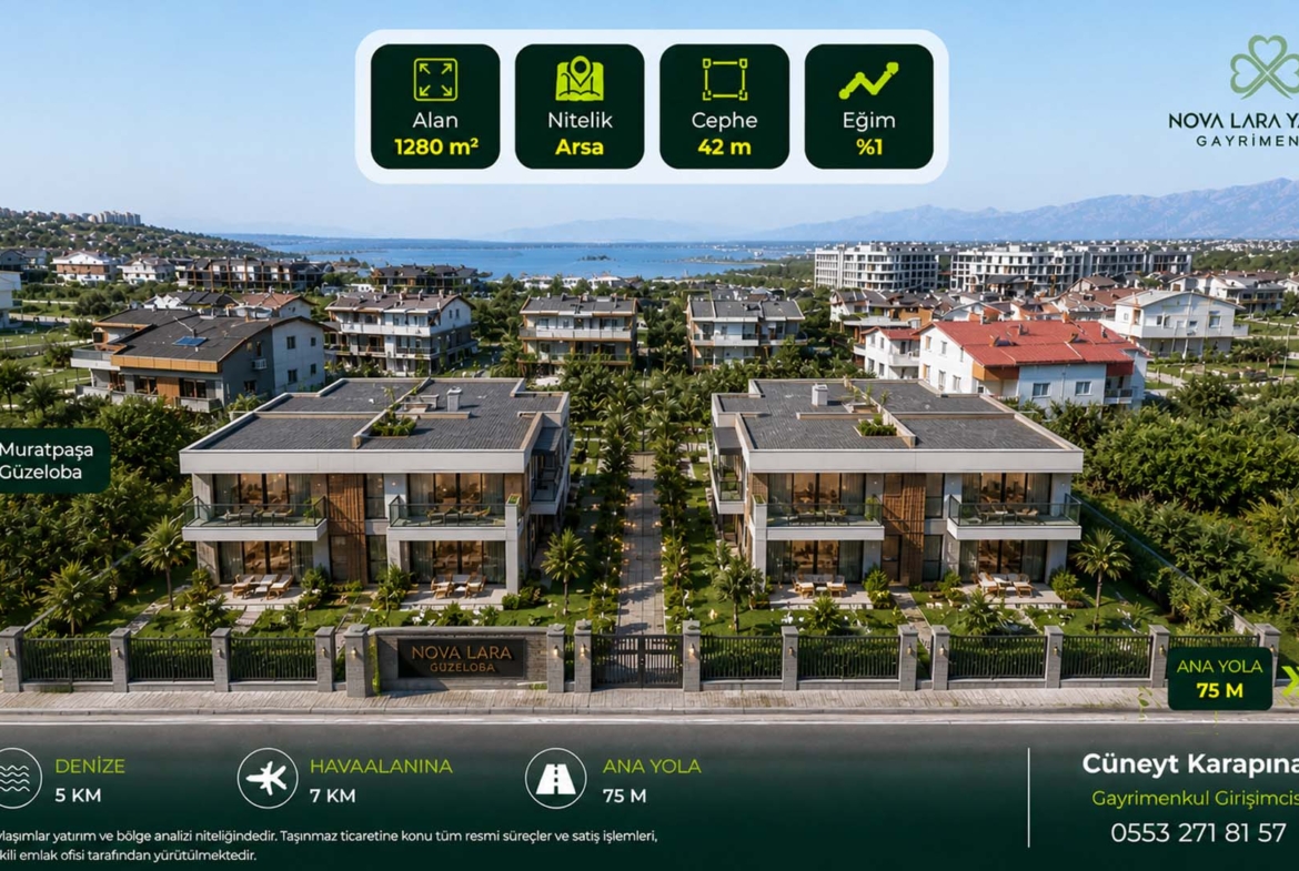 GÜZELOBA Emsalsiz | 1247 m² ARSA| KONUT | VİLLA & BUTİK OTEL