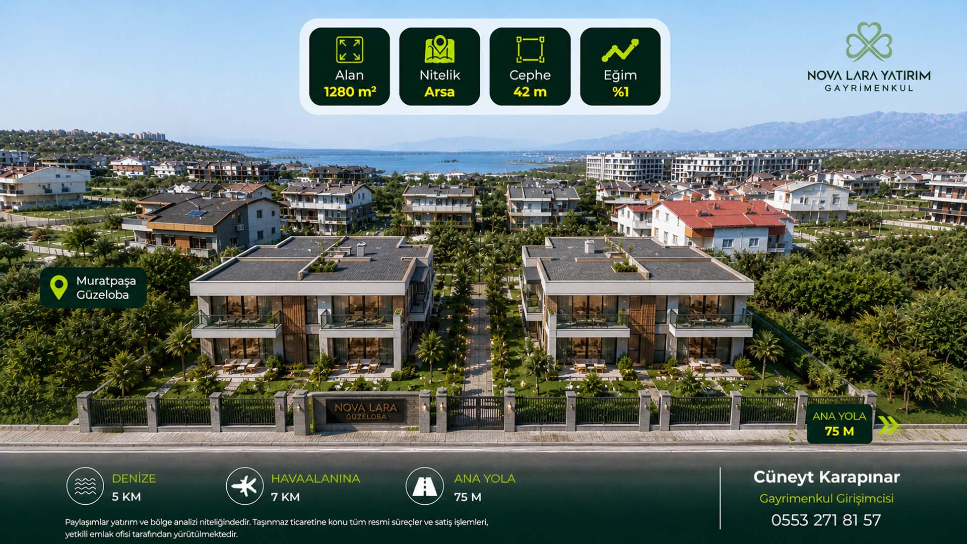 3 GÜZELOBA Emsalsiz | 1247 m² ARSA| KONUT | VİLLA & BUTİK OTEL