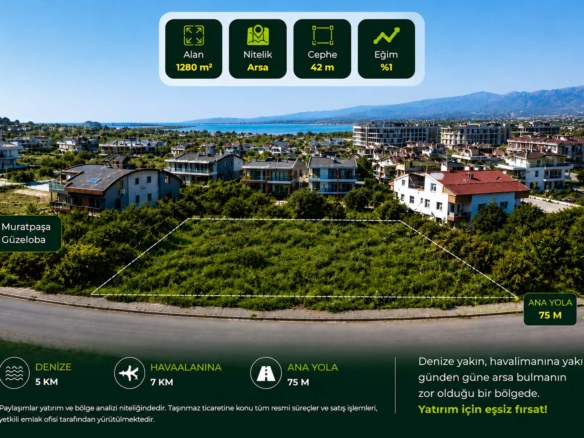 GÜZELOBA Emsalsiz | 1247 m² ARSA| KONUT | VİLLA & BUTİK OTEL